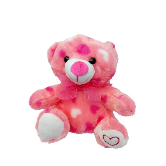 MTY International Co LTD Pink hearts Teddy Bear plush Stuffed 6" 2020 Valentines - Picture 1 of 8